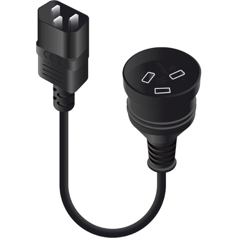 Power Cord Adapter for Aus Plug Devices - Short Length - IEC C14 to Aus GPO