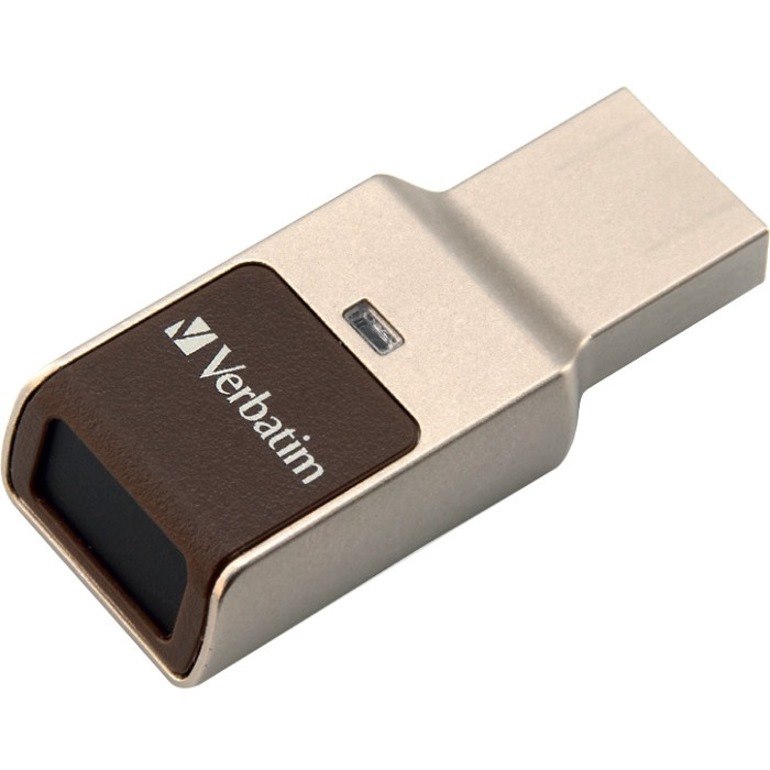Verbatim Fingerprint Secure 64 GB USB 3.0 Type A Flash Drive - Silver - 256-bit AES