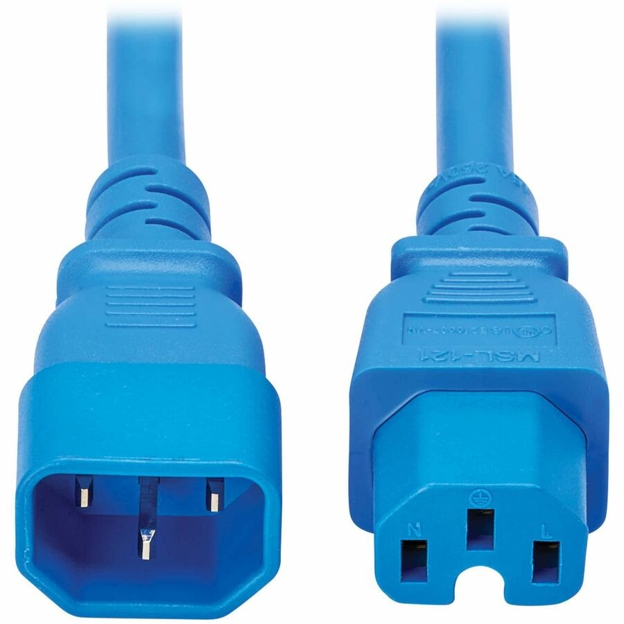 Eaton Tripp Lite Series Power Cord C14 to C15 - Heavy-Duty, 15A, 250V, 14 AWG, 10 ft. (3.1 m), Blue