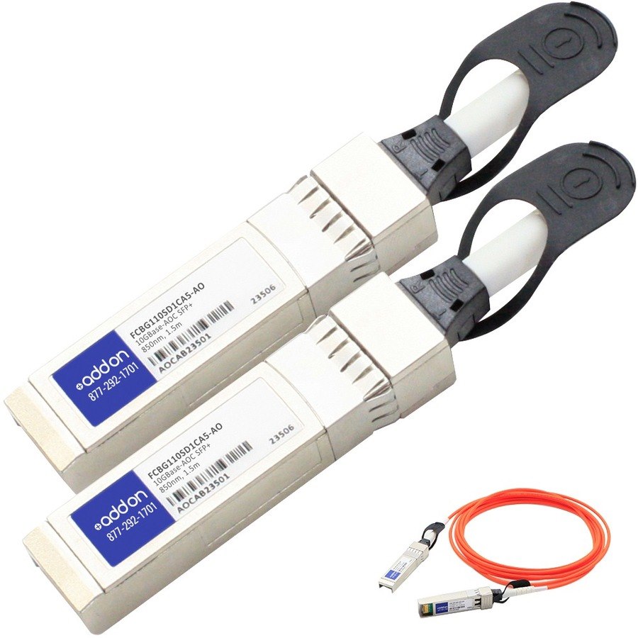 AddOn Finisar FCBG110SD1CA5 Compatible TAA Compliant 10GBase-AOC SFP+ to SFP+ Direct Attach Cable (850nm, MMF, 1.5m)