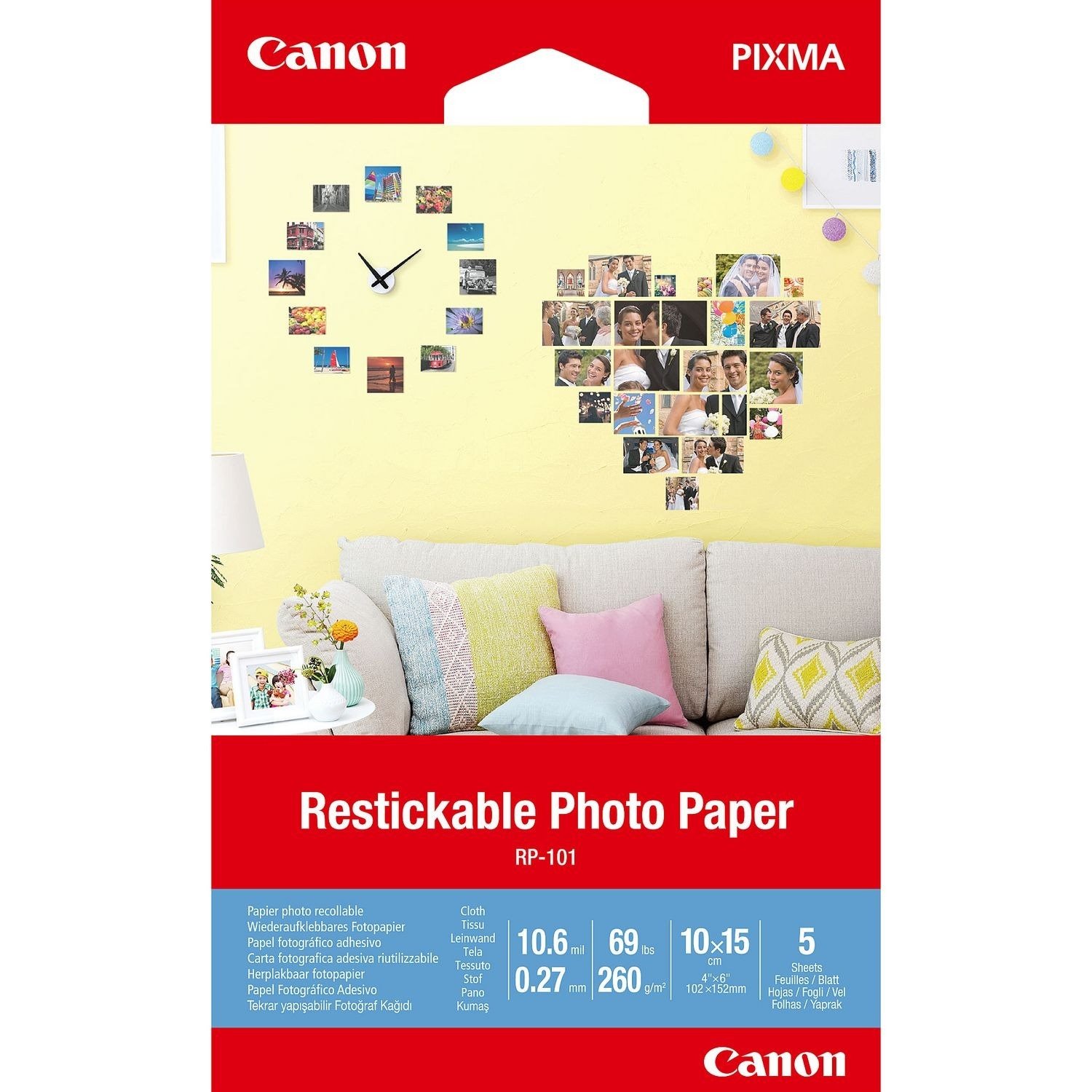 Canon Removable Photo Stickers, 4x6" , 5 Sheets