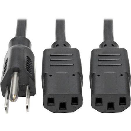 Eaton Tripp Lite Series Y Splitter Power Cable, NEMA 5-15P to 2x C13 - 10A, 125V, 18 AWG, 1.5 ft. (0.45 m), Black