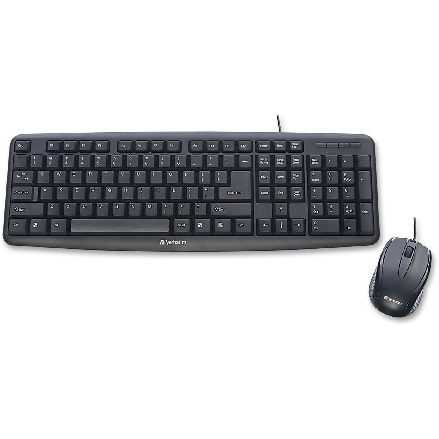 Verbatim Slimline Corded USB Keyboard and Mouse-Black