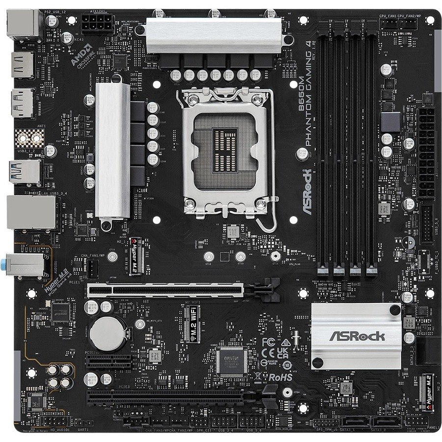 ASRock B660M Phantom Gaming 4 Gaming Desktop Motherboard - Intel B660 Chipset - Socket LGA-1700 - Intel Optane Memory Ready - Micro ATX