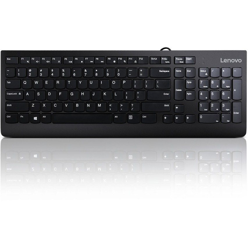 Lenovo 300 Keyboard - Cable Connectivity - USB Interface - English (UK) - QWERTY Layout - Black