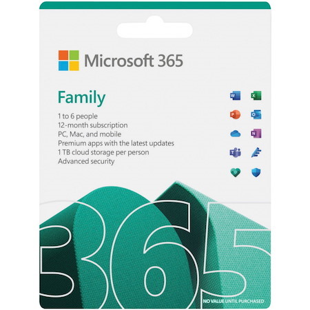 Microsoft 365 Family - Box Pack - Up to 6 People - 1 Year