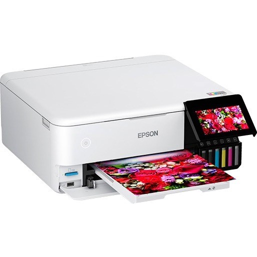 Epson ET-8500 Inkjet Multifunction Printer-Color-Copier/Scanner-5760x1440 dpi Print-Automatic Duplex Print-100 sheets Input-Color Flatbed Scanner-1200 dpi Optical Scan-Wireless LAN-Epson Connect-Android Printing-Mopria