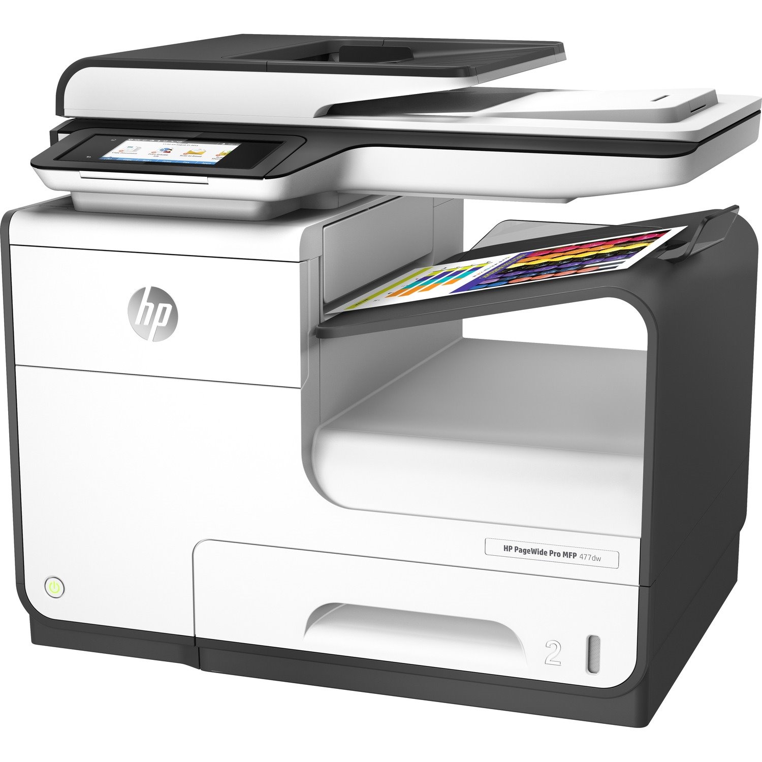 HP PageWide Pro 477dw Page Wide Array Multifunction Printer-Color-Copier/Fax/Scanner-40 ppm Mono/40 ppm Color Print-2400x1200 dpi Print-Automatic Duplex Print-50000 Pages-550 sheets Input-1200 dpi Optical Scan-Color Fax-Wireless LAN