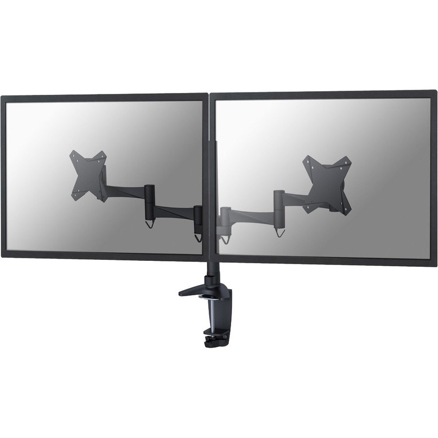 Newstar Full Motion Dual Desk Mount (clamp & grommet) for two 10-27" Monitor Screens, Height Adjustable - Black