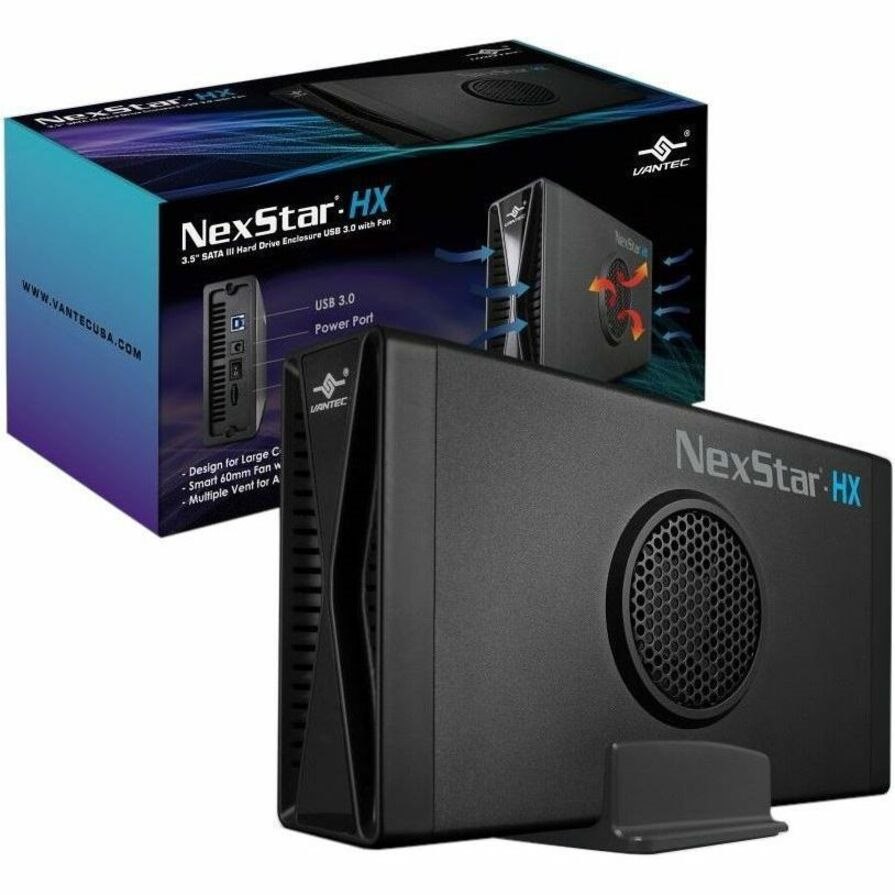 Vantec NexStar HX NST-387S3-BK Drive Enclosure SATA/600 - USB 3.0 Type B Host Interface - UASP Support