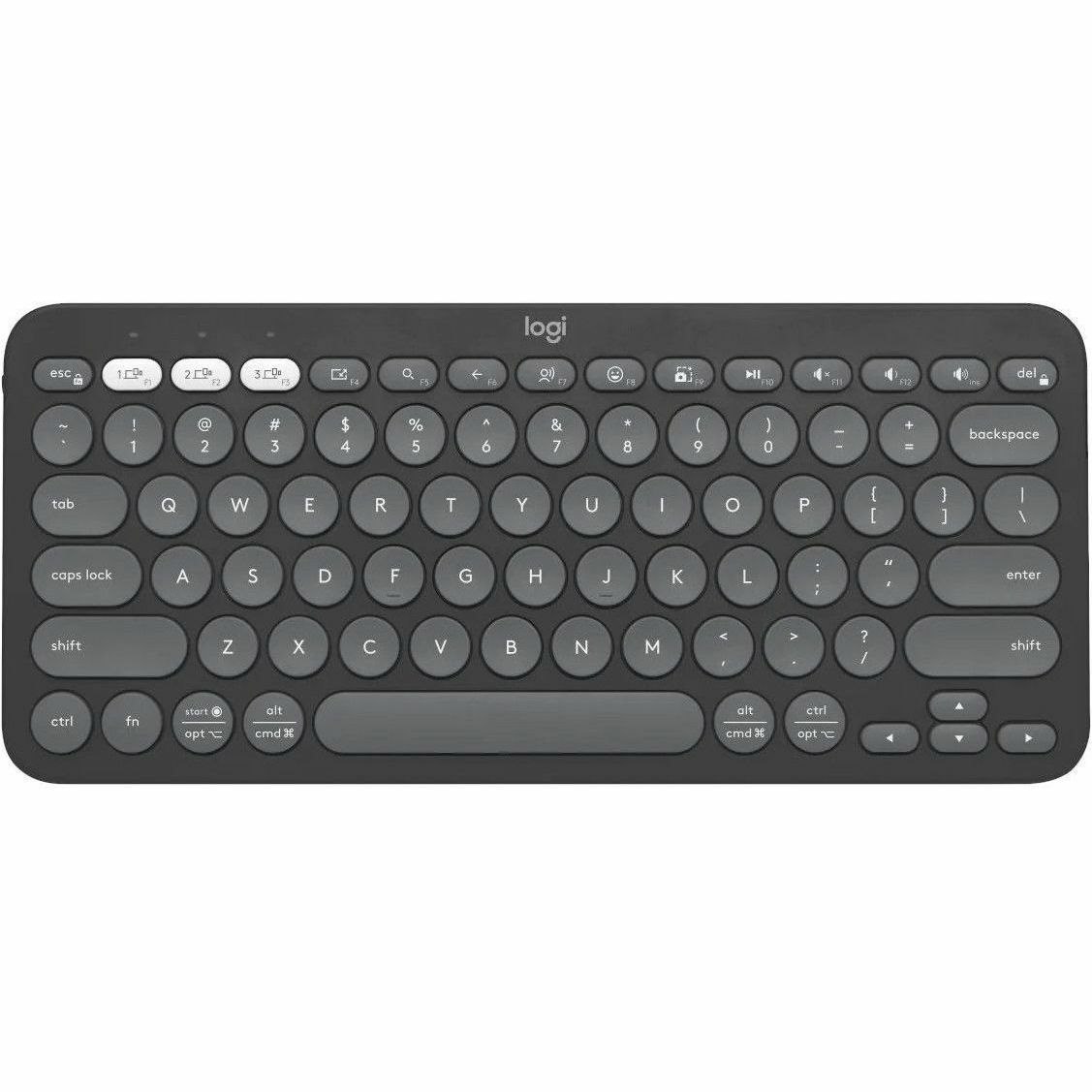 Logitech Pebble Keys 2 K380s Keyboard - Wireless Connectivity - USB Interface - English - Tonal Graphite