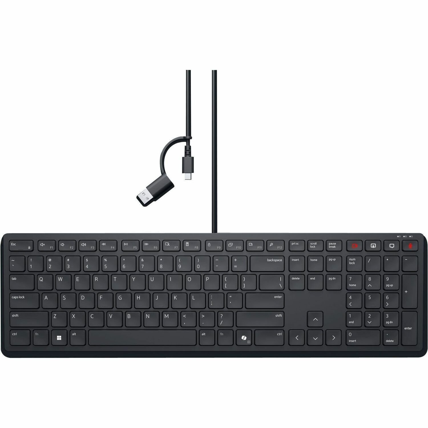 Dell KB525C Rugged Keyboard - Cable Connectivity - USB Type C, USB Type A Interface - English (UK) - QWERTY Layout