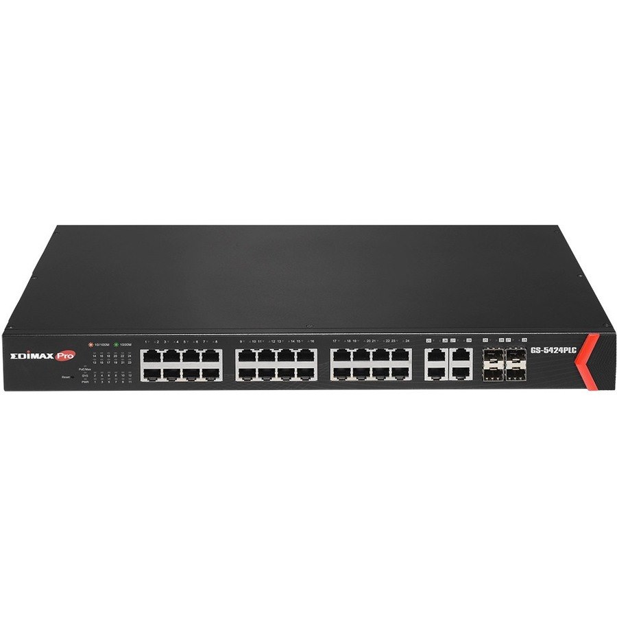 Edimax Long Range 24-Port Gigabit PoE+ Web Smart Switch with 4 RJ45/SFP Combo Ports