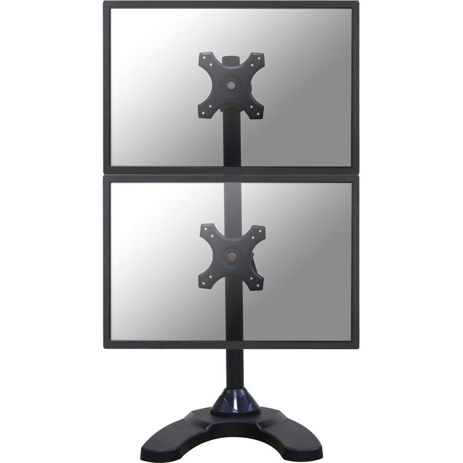 Newstar Tilt/Turn/Rotate Dual Desk Mount (stand & grommet) for two 10-27" Monitor Screens ONE ABOVE OTHER, Height Adjustable - Black