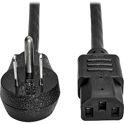 Eaton Tripp Lite Series Computer Power Cord, Right-Angle NEMA 5-15P to C13 - Heavy-Duty, 15A, 125V, 14 AWG, 3 ft. (0.91 m), Black