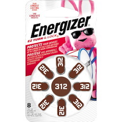 Energizer EZ Turn & Lock Size 312, 8-Pack, Brown