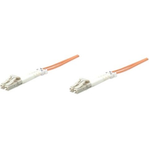 Intellinet Network Solutions Fiber Optic Patch Cable, LC/LC, OM1, 62.5/125, Multimode, Duplex, Orange, 33 ft (10 m)