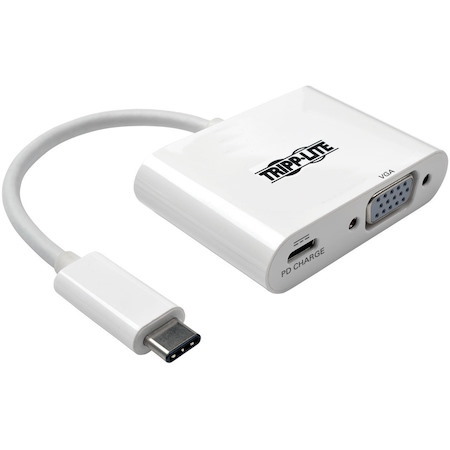 Tripp Lite by Eaton USB C to VGA Video Adapter Converter w/ USB-C PD Charging Port, USB Type C to VGA, USB-C, USB Type-C 6in