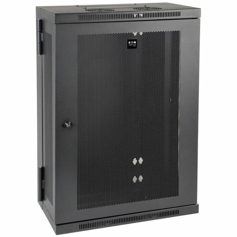 Eaton Tripp Lite Series SmartRack 18U Low-Profile Patch-Depth Wall-Mount Half-Height Rack Enclosure, Hinged Back