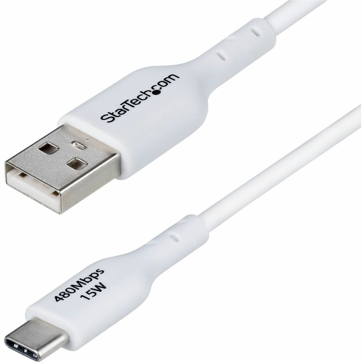 StarTech.com 1m (3ft) USB-A to USB-C Charging Cable, Charge & Sync, 3A, USB 2.0, TPE Jacket - White USB Charging Cord