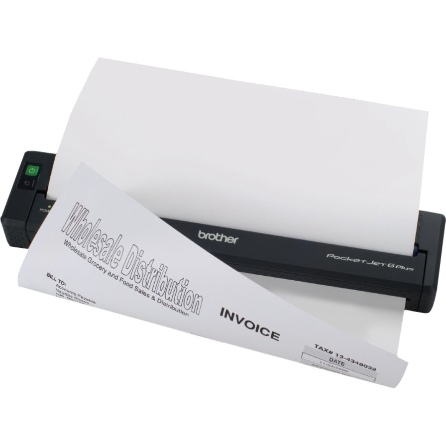 Brother PocketJet 6 Plus Direct Thermal Printer - Monochrome - Portable - Thermal Paper Print - USB - Bluetooth - Battery Included