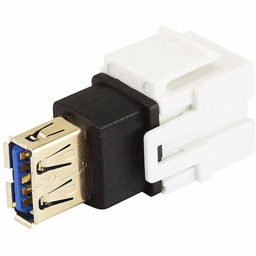 Monoprice Keystone Jack - USB 3.0 A Female to A Female Coupler Adapter, Flush Type (White)