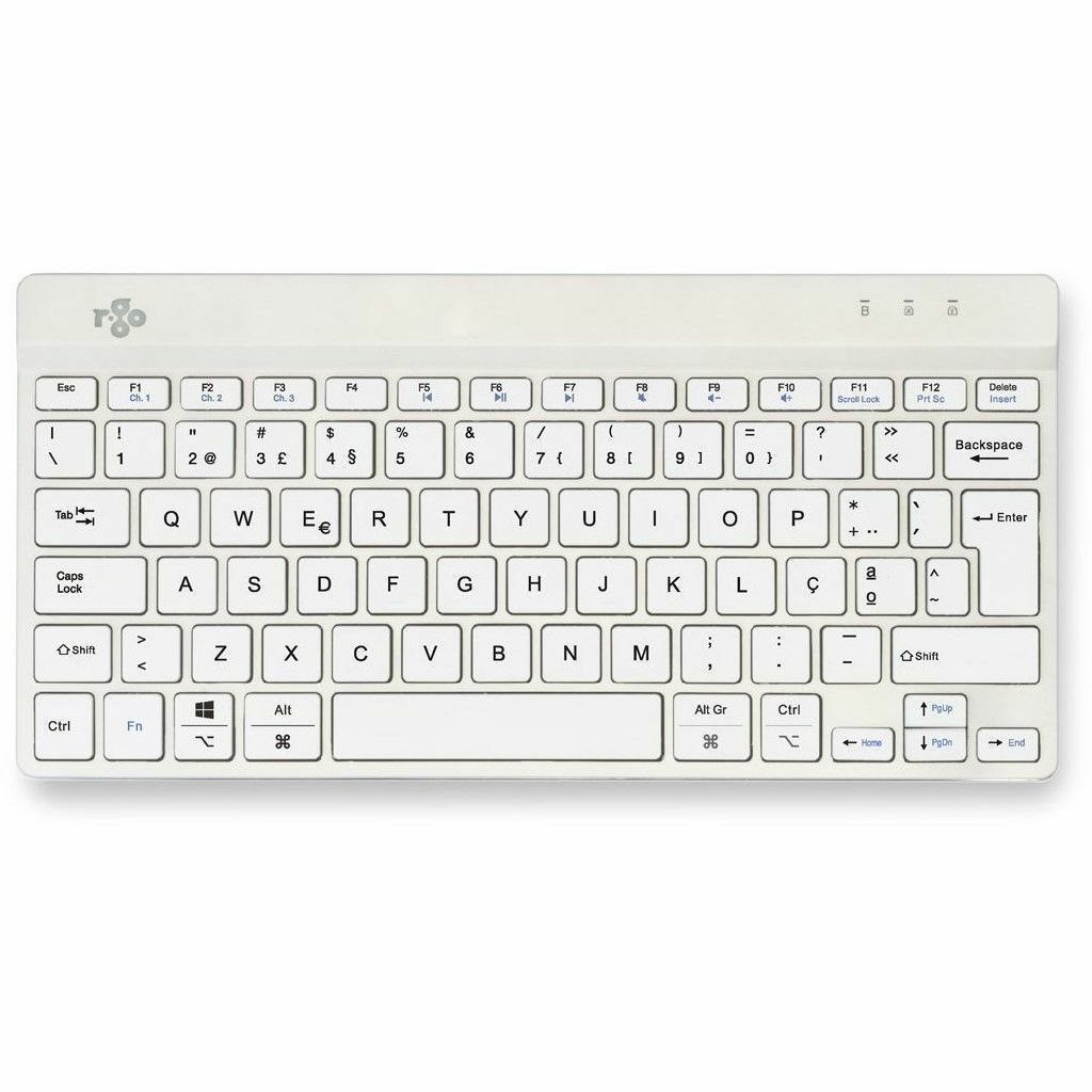 R-Go Compact Break Keyboard - Wireless Connectivity - Portuguese - QWERTY Layout - White