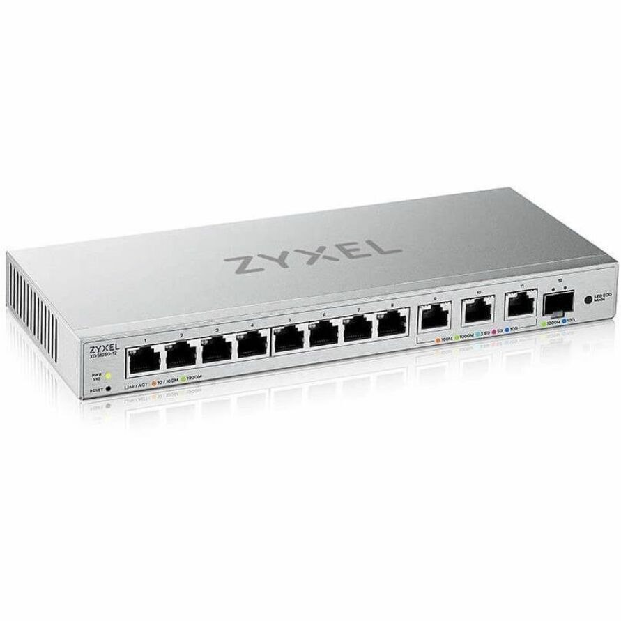 ZYXEL XGS1250-12 11 Ports Manageable Ethernet Switch - Gigabit Ethernet, 2.5 Gigabit Ethernet, 5 Gigabit Ethernet, 10 Gigabit Ethernet - 100/1000Base-T, 2.5GBase-T, 5GBase-T, 10GBase-T, 10GBase-X