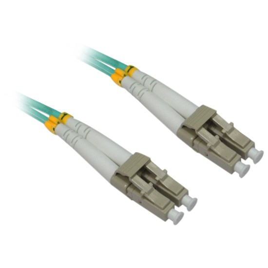 4XEM 1M AQUA Multimode LC To LC 50/125 Duplex Fiber Optic Patch Cable