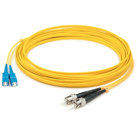 AddOn 3m SC (Male) to ST (Male) Yellow OS2 Duplex Fiber TAA Compliant OFNR (Riser-Rated) Patch Cable