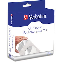 Verbatim CD/DVD Paper Sleeves with Clear Window - 50pk Box