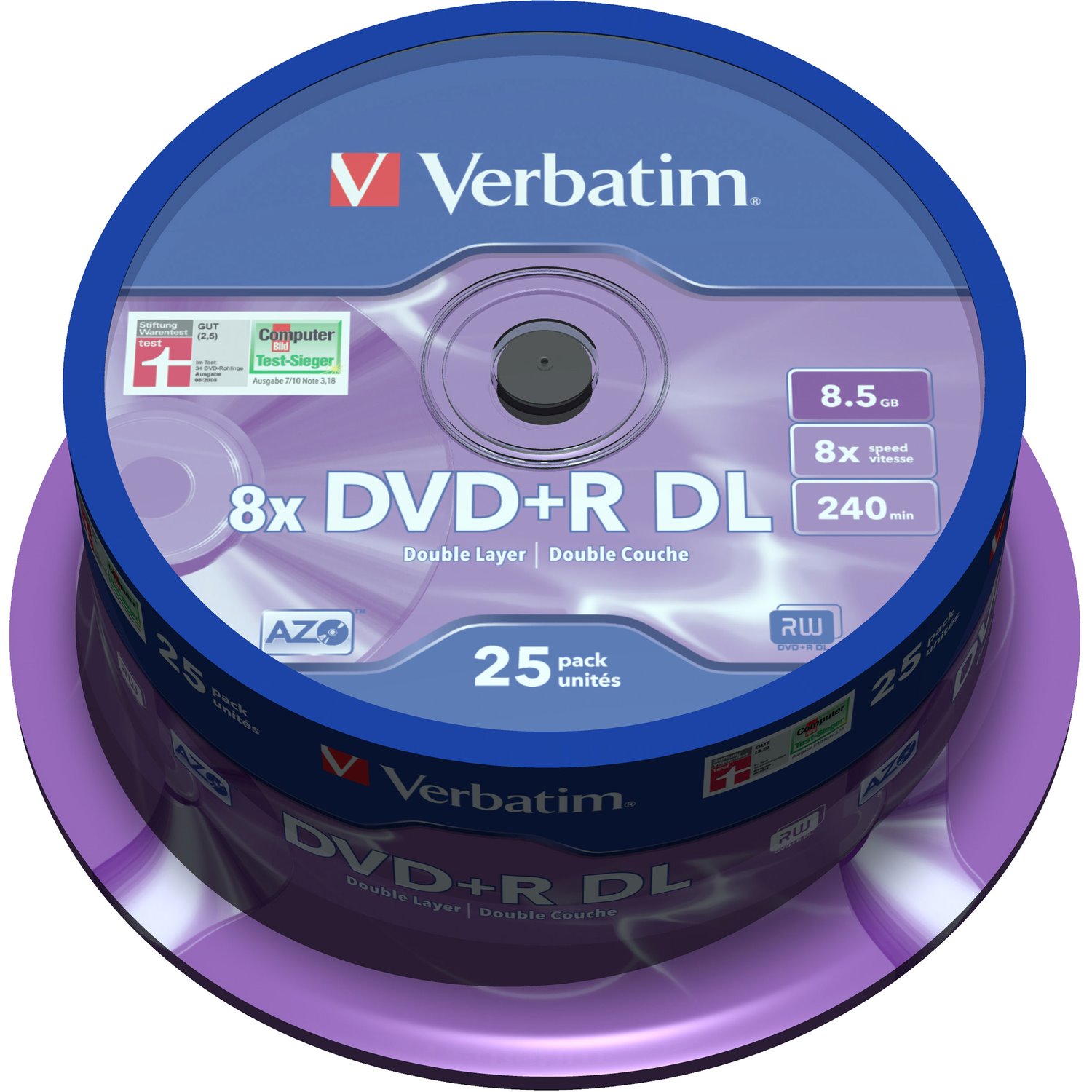 Verbatim 43757 DVD Recordable Media - DVD+R DL - 8x - 8.50 GB - 25 Pack Spindle