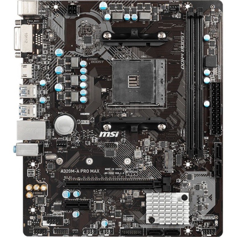 MSI A320M-A PRO MAX Desktop Motherboard - AMD A320 Chipset - Socket AM4 - Micro ATX