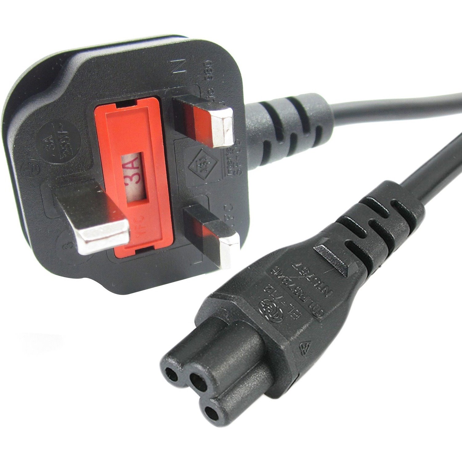 StarTech.com 2m Laptop Power Cord - 3 Slot for UK - BS-1363 to C5 Clover Leaf Power Cable Lead