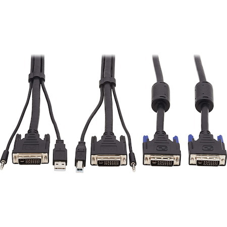 Tripp Lite by Eaton Dual DVI KVM Cable Kit - DVI, USB, 3.5 mm Audio (3xM/3xM) + DVI (M/M), 10 ft. (3.05 m)