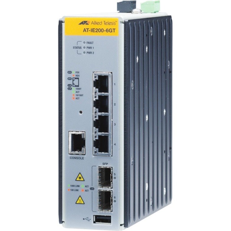 Allied Telesis IE200 AT-IE200-6GT-80 4 Ports Manageable Ethernet Switch - Gigabit Ethernet - 10/100/1000Base-T, 1000Base-X