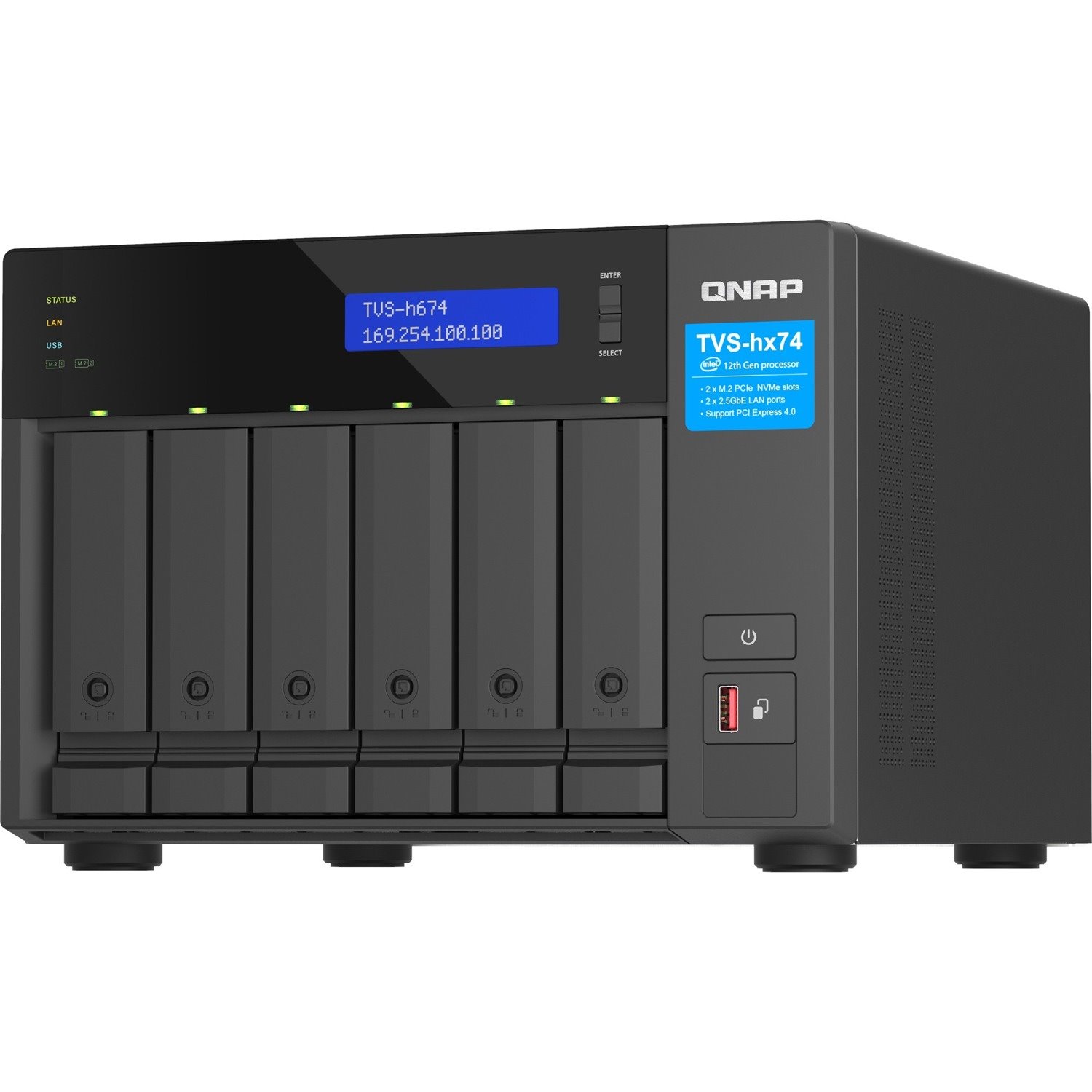 QNAP TVS-h674-i5-32G 6 x Total Bays SAN/NAS Storage System - 5 GB Flash Memory Capacity - Intel Core i5 i5-12400 Hexa-core (6 Core) 2.50 GHz - 32 GB RAM - DDR4 SDRAM Tower