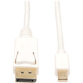 Eaton Tripp Lite Series Mini DisplayPort to DisplayPort Adapter Cable, 4K 60Hz (M/M), DP Latching Connector, White, 6 ft. (1.8 m)