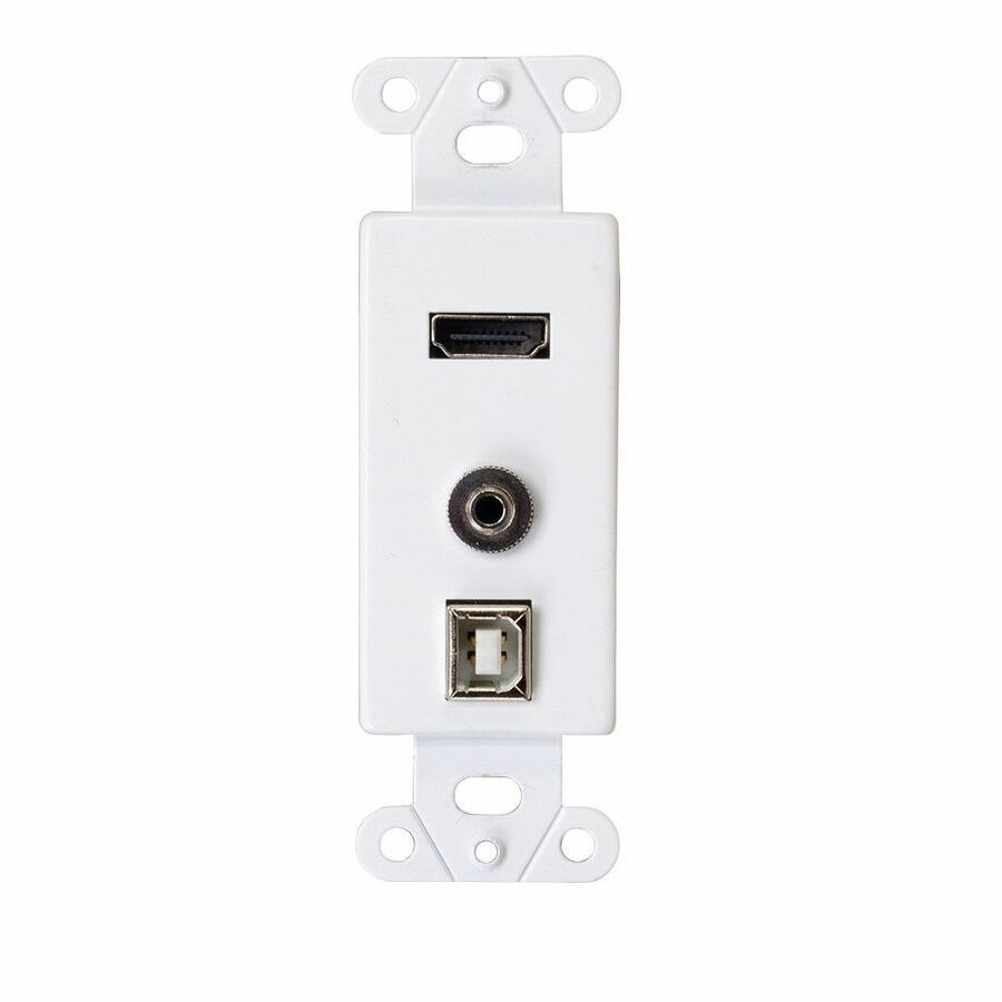 C2G HDMI, USB and 3.5mm Audio Pass Through Decorative Wall Plate - White