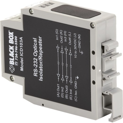 Black Box DIN Rail Repeater with Opto-Isolation, RS-232