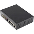StarTech.com Industrial 6 Port Gigabit Ethernet Switch 4 PoE RJ45 +2 SFP Slots 30W PoE+ 48VDC 10/100/1000 Mbps -40C to 75C w/DIN Connector