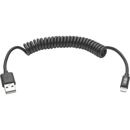 Eaton Tripp Lite Series USB-A to Lightning Sync/Charge Coiled Cable (M/M) - MFi Certified, Black, 4 ft. (1.2 m)