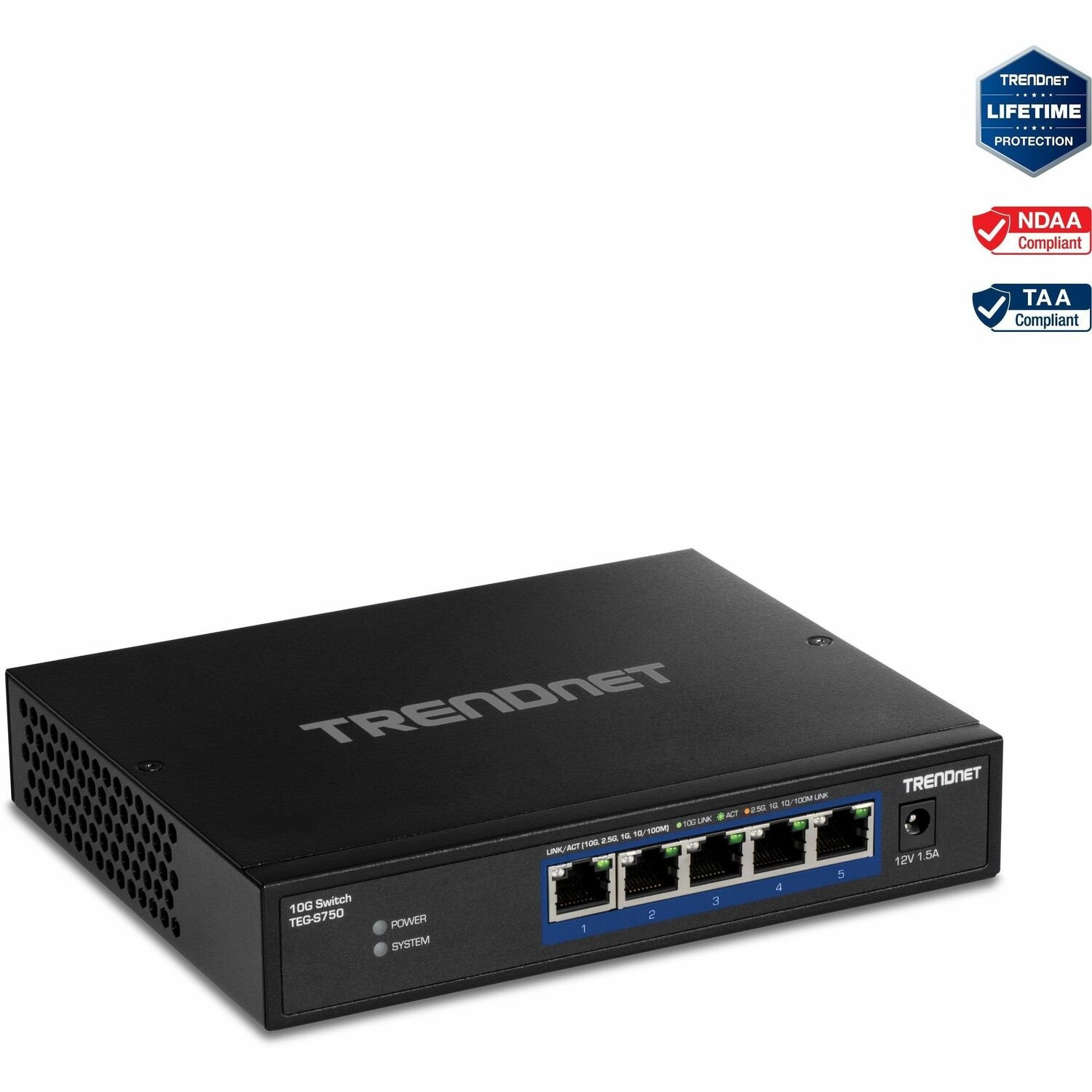 TRENDnet TEG-S750 5 Ports Ethernet Switch - 10 Gigabit Ethernet - 10GBase-T - TAA Compliant