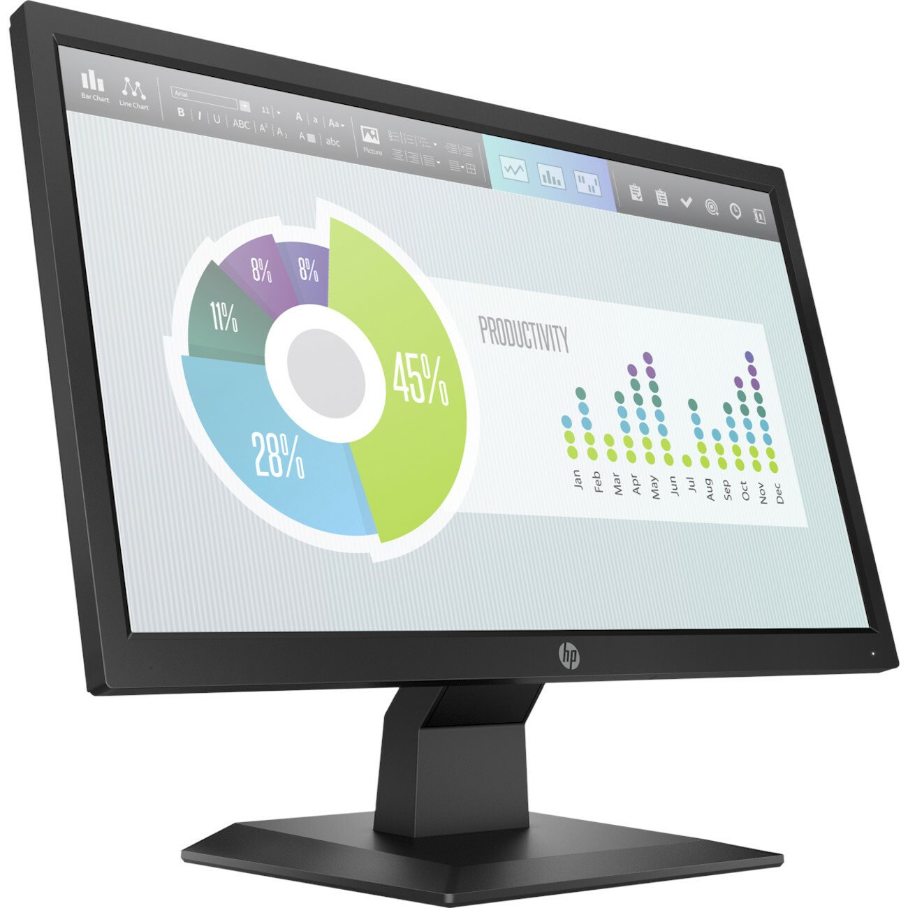 HP P204v 20" Class HD+ LCD Monitor - 16:9 - Black