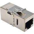 Tripp Lite by Eaton Cat6 Straight-Through Modular Shielded In-Line Snap-In Coupler with 90-Degree Down-Angled Port (RJ45 F/F)