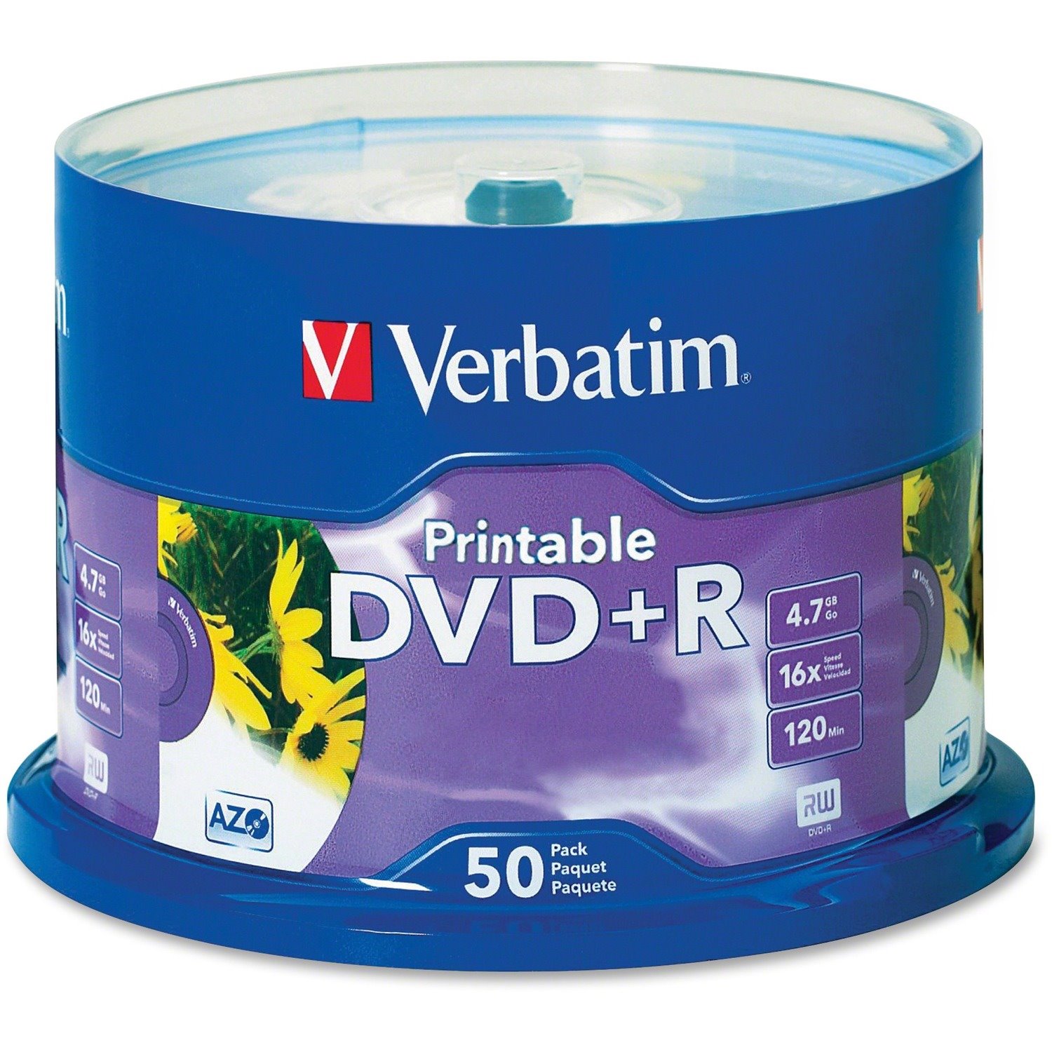 Verbatim DVD Recordable Media - DVD+R - 16x - 4.70 GB - 50 Pack Spindle - White