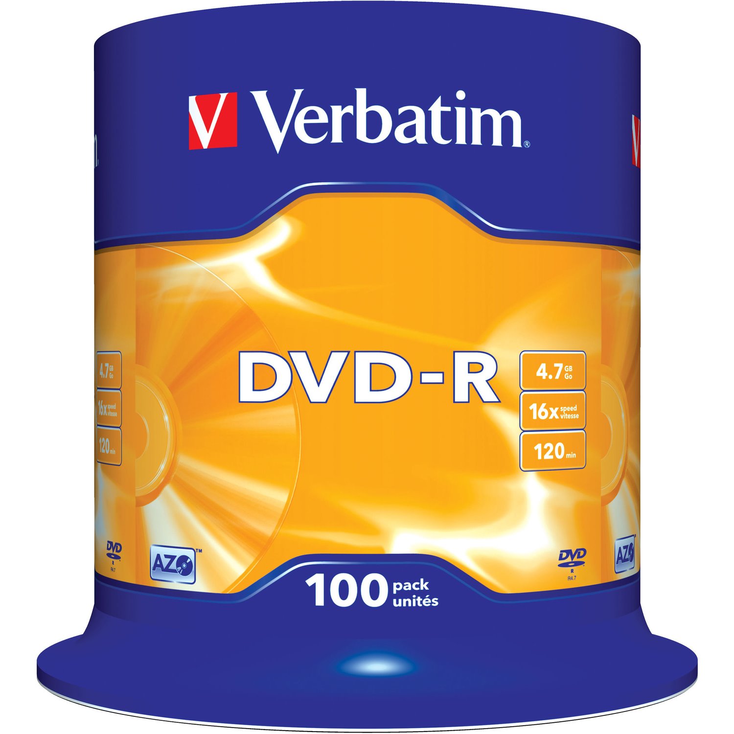 Verbatim 43549 DVD Recordable Media - DVD-R - 16x - 4.70 GB - 100 Pack Spindle