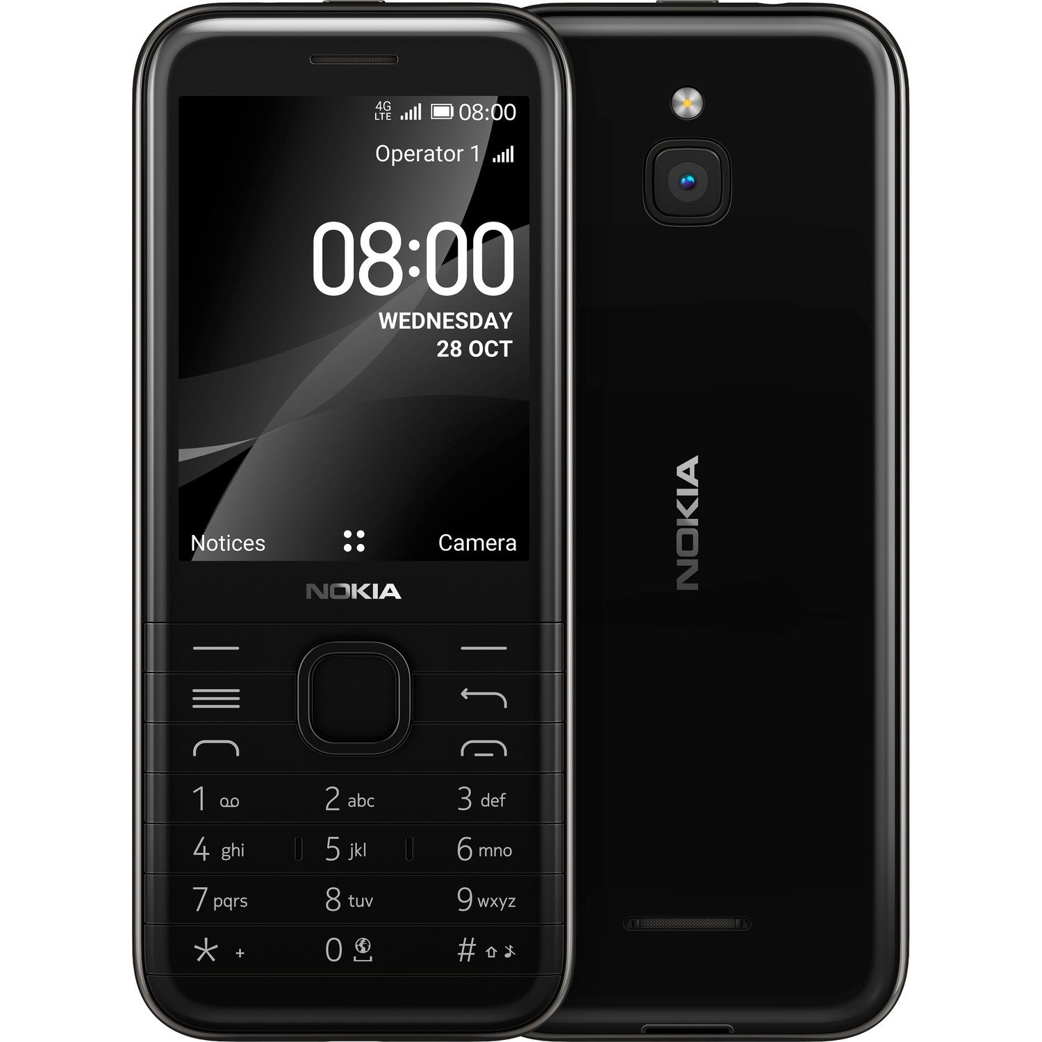 Nokia 8000 4G 4 GB Feature Phone - 7.1 cm (2.8") Active Matrix TFT LCD QVGA 320 x 240 - Cortex A7Quad-core (4 Core) 1.10 GHz - 512 MB RAM - 4G - Onyx Black