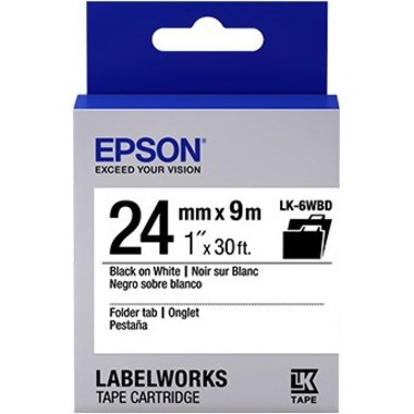 Epson LabelWorks Folder Tab LK Tape Cartridge ~1" Black on White