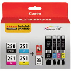 Canon Standard Yield Inkjet Ink Cartridge - Combo Pack - Pigment Black, Magenta, Yellow, Cyan - 4 / Pack